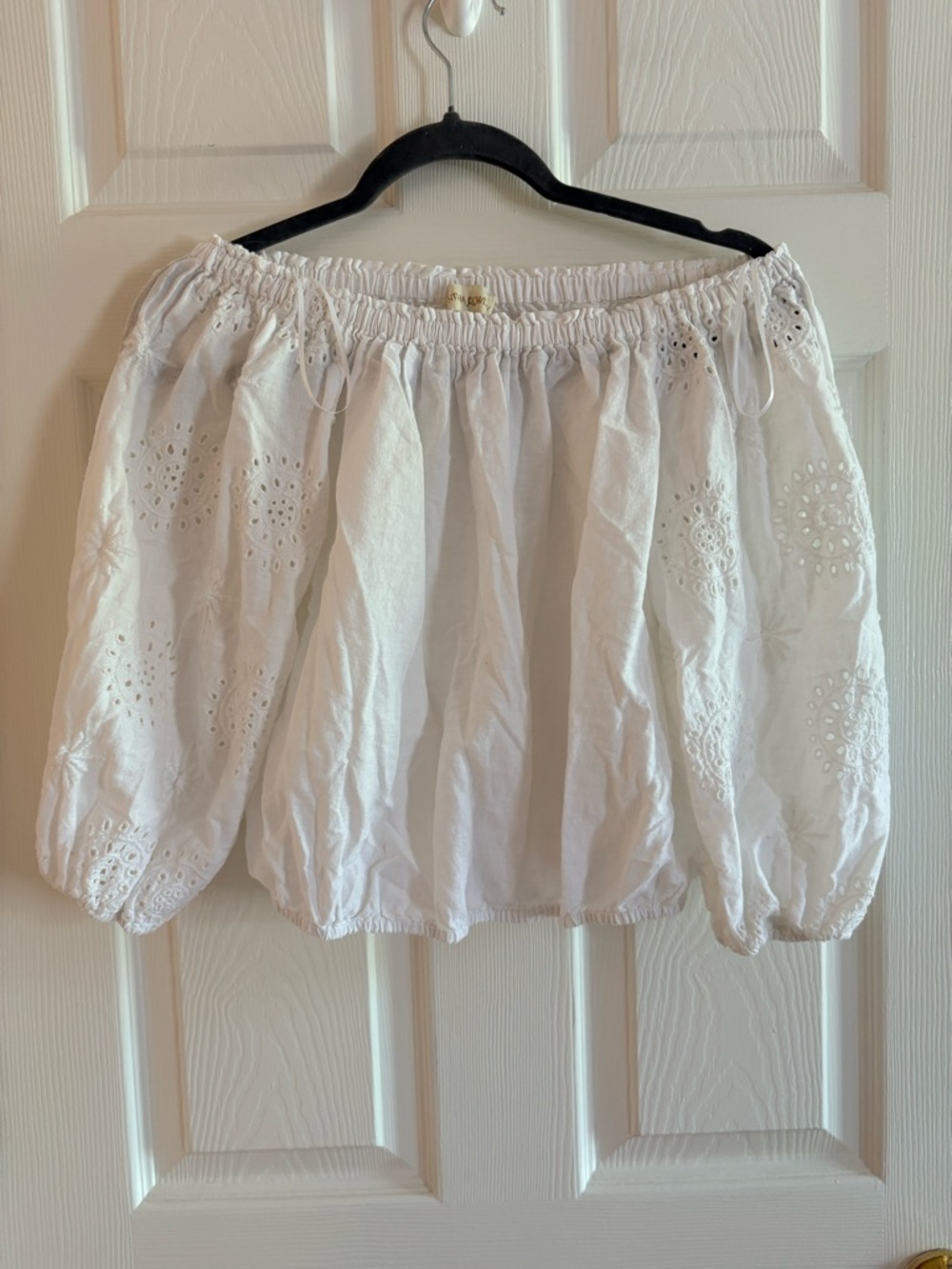 Cynthia Rowley White Eyelet Cotton Peasant Shirt - Women